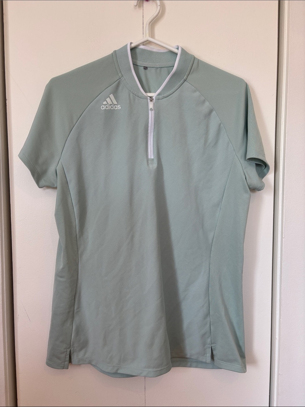🎉4/30$🎉 adidas Mint Green Short Sleeve Quarter-Zip Polo